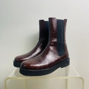 STAUD Palamino Chelsea Boot Burgundy Snake Print Size 41 or US 10